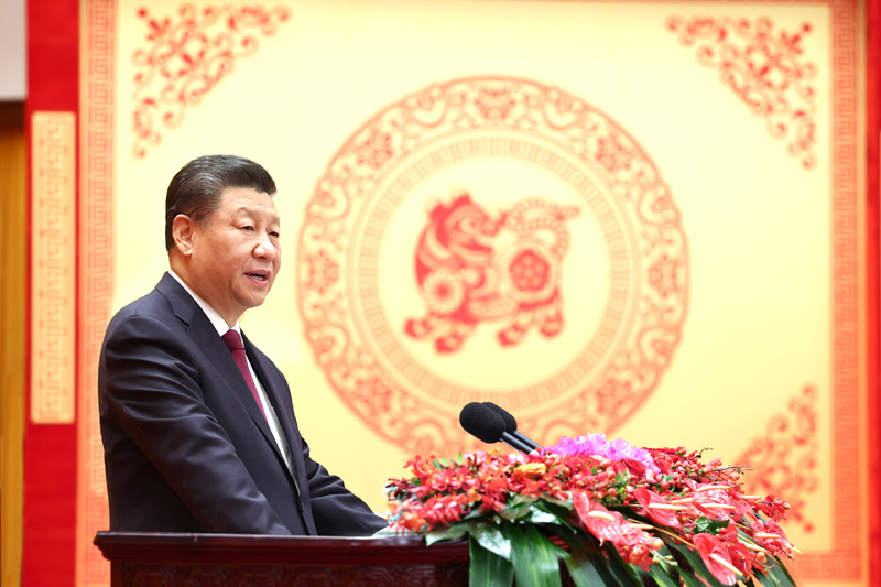 1月30日,中共中央、国务院在北京人民大会堂举行2022年春节团拜会。中共中央总书记、国家主席、中央军委主席习近平发表讲话。新华社记者 鞠鹏 摄